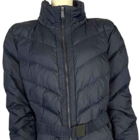 DKNY Navy puffer down 3/4 length coat with belt size 2x * - Picture 2 of 12